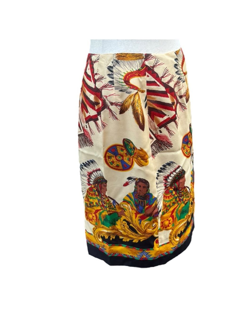 Vintage Preston & York Native Print Pencil Skirt 6 Bold Western Boho Statement - Picture 3 of 13